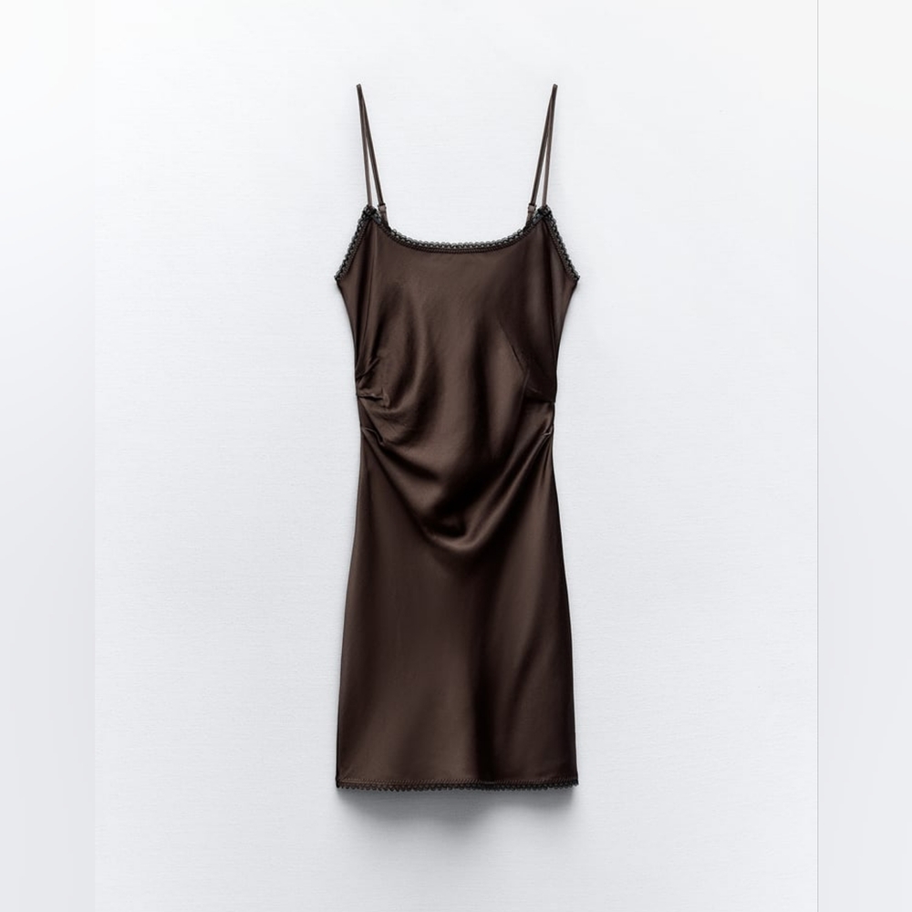 ZARA DRAPED SATIN EFFECT DRESS